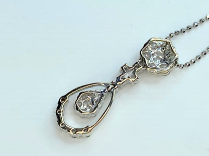Platinum 0.59ct G/VS2 Diamond Lavalier pendant Fancy faceted necklace 18" JR9843