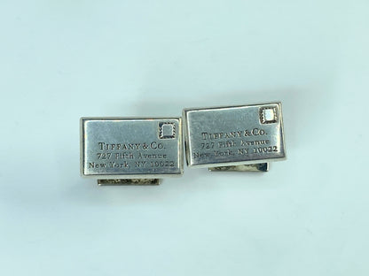 Tiffany & Co. Letter Envelope Cufflinks 727 Fifth Avenue Silver w/Box 12g JR547