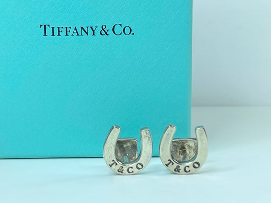 Tiffany & Co, pair of sterling silver lucky horseshoe cufflinks in box JR548