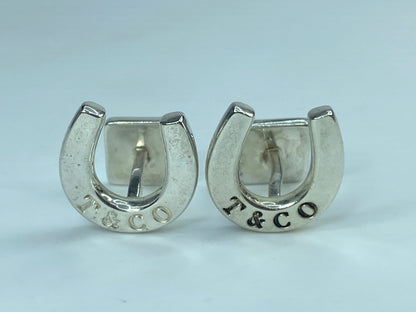 Tiffany & Co, pair of sterling silver lucky horseshoe cufflinks in box JR548