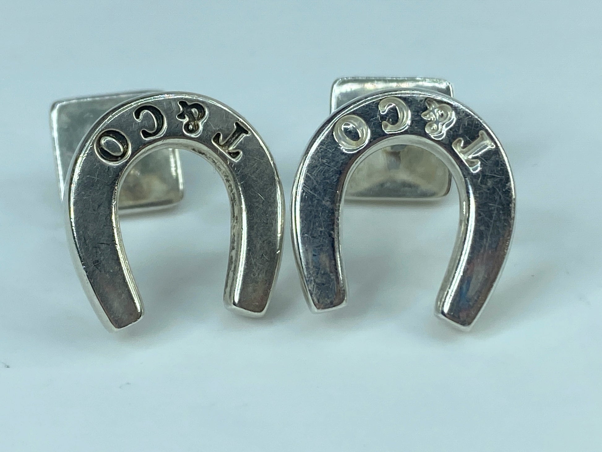 Tiffany & Co, pair of sterling silver lucky horseshoe cufflinks in box JR548
