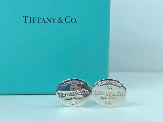 Tiffany & Co. Return to Tiffany oval Cufflinks authentic with box 13.6g JR549