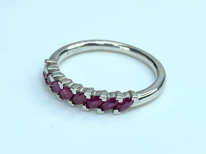 Circa 1950s Platinum 0.70 Ctw Marquise Ruby Anniversary Band 4.9g s7.75 JR9830