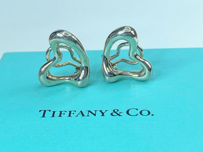 Tiffany & Co Silver Peretti Large Huge Open Heart Clip On Earrings JR551