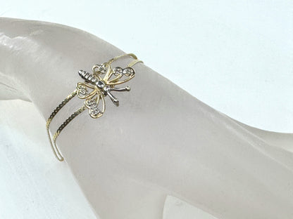Vintage 14K Gold Italy Diamond Butterfly Bracelet 7 1/4" 3.3g JR1799