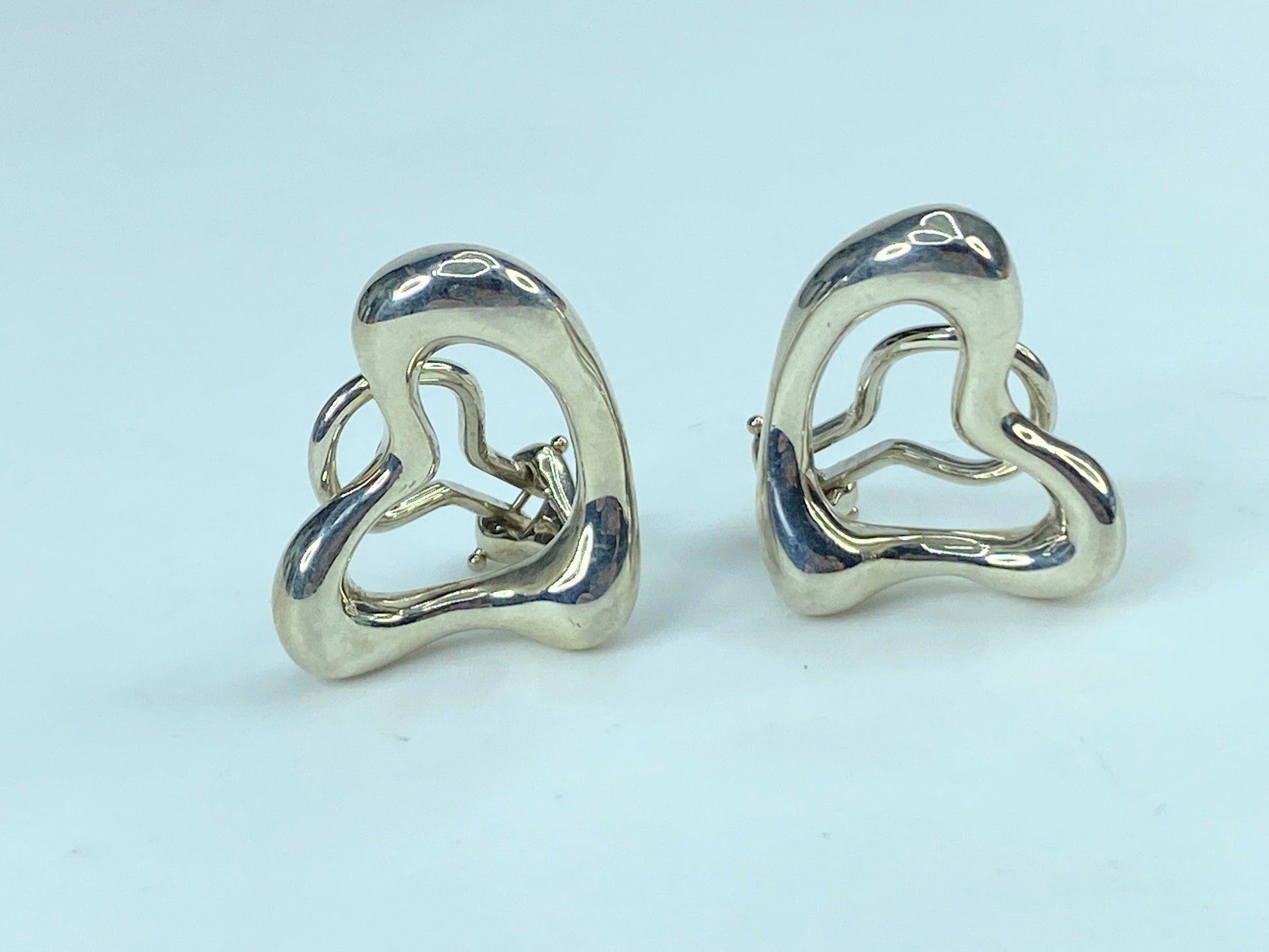 Tiffany & Co Silver Peretti Large Huge Open Heart Clip On Earrings JR551