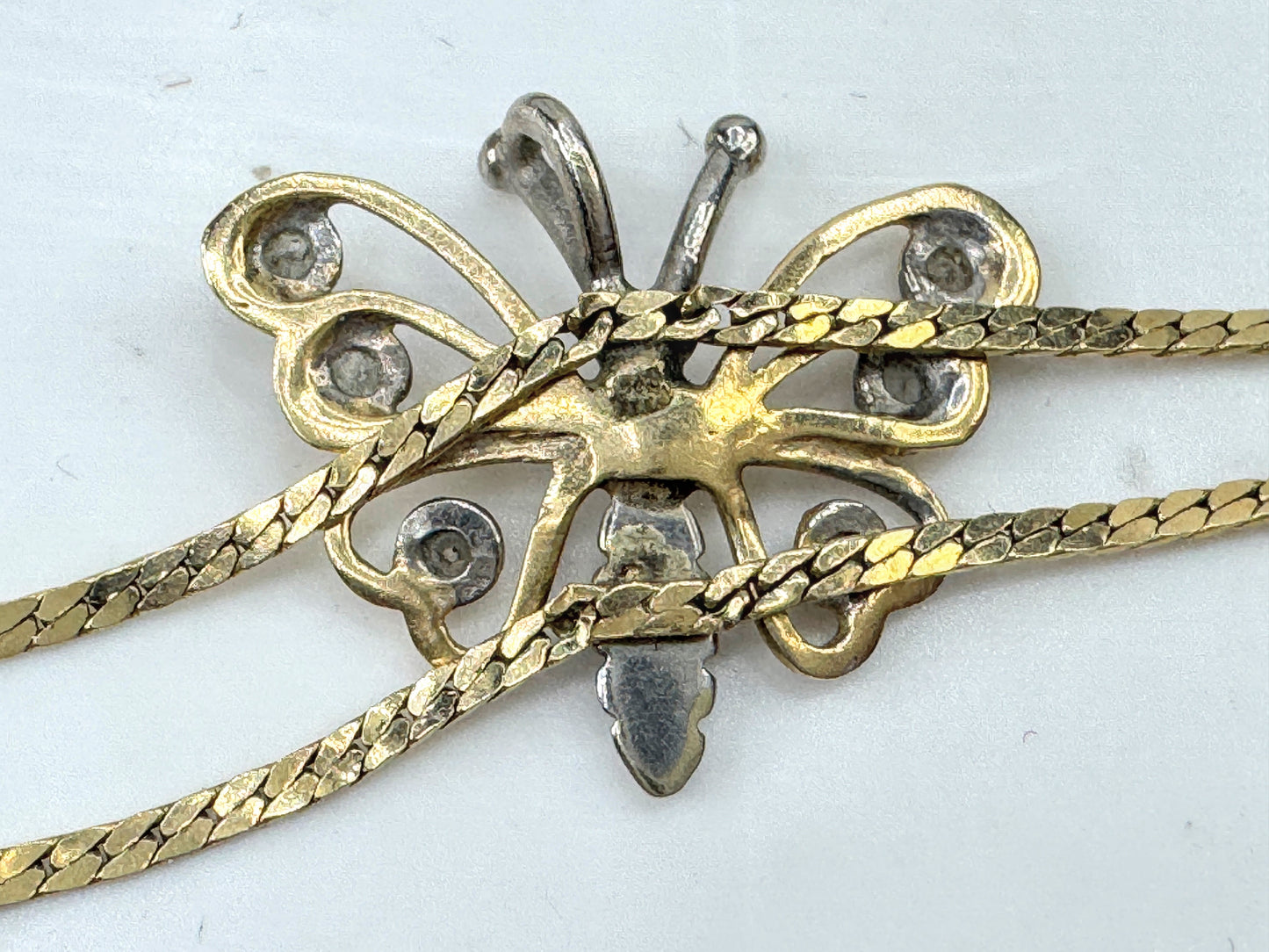 Vintage 14K Gold Italy Diamond Butterfly Bracelet 7 1/4" 3.3g JR1799