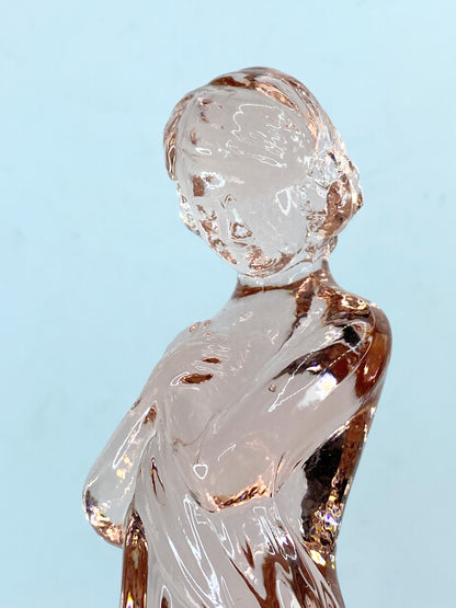 Vintage Cambridge Draped Lady Pink depression glass frog 8.5" mint A616