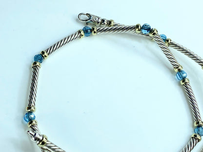 David Yurman Hampton Cable Station Topaz in 18K/Sterling 925 17.5" 21.2gm JR9832