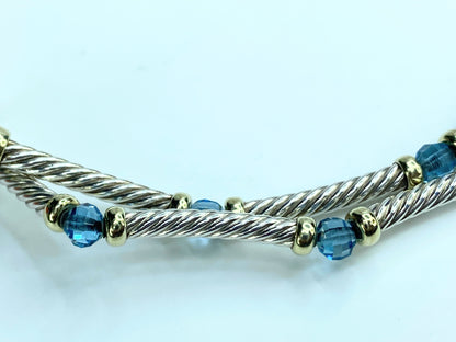 David Yurman Hampton Cable Station Topaz in 18K/Sterling 925 17.5" 21.2gm JR9832