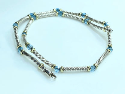 David Yurman Hampton Cable Station Topaz in 18K/Sterling 925 17.5" 21.2gm JR9832