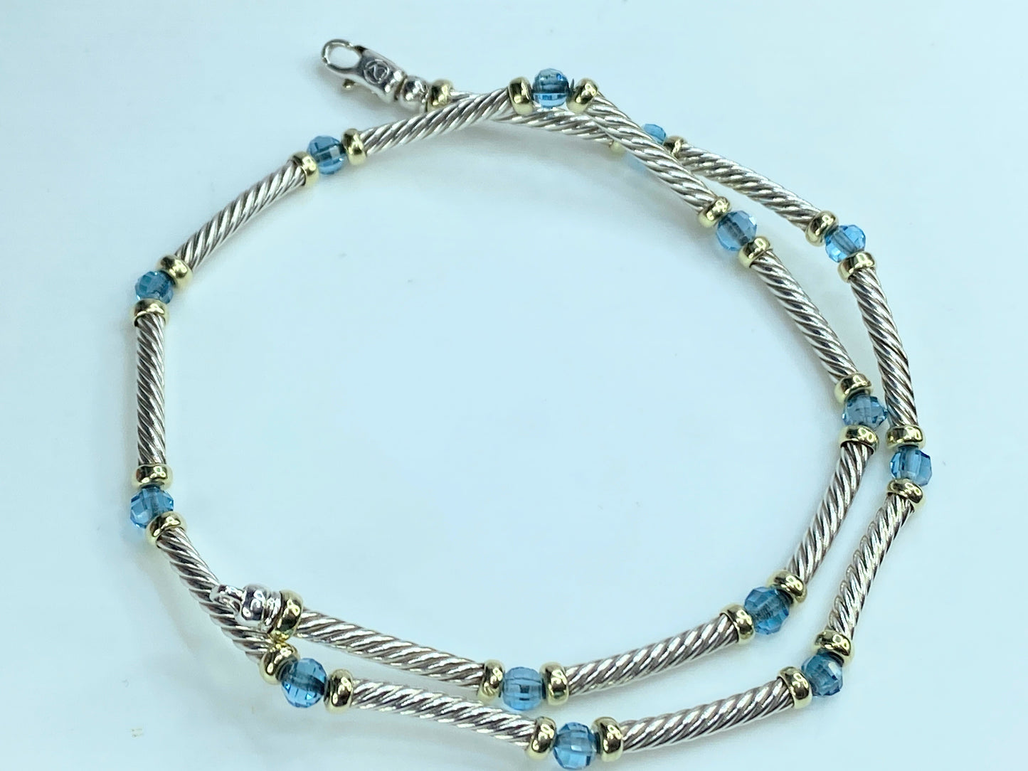 David Yurman Hampton Cable Station Topaz in 18K/Sterling 925 17.5" 21.2gm JR9832