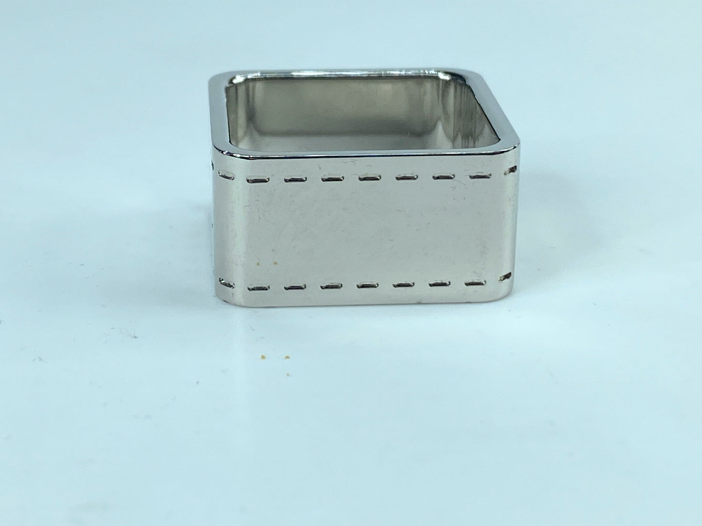 Italy Hermès Bolduc Carriage silver tone square Scarf Ring in pouch GS443