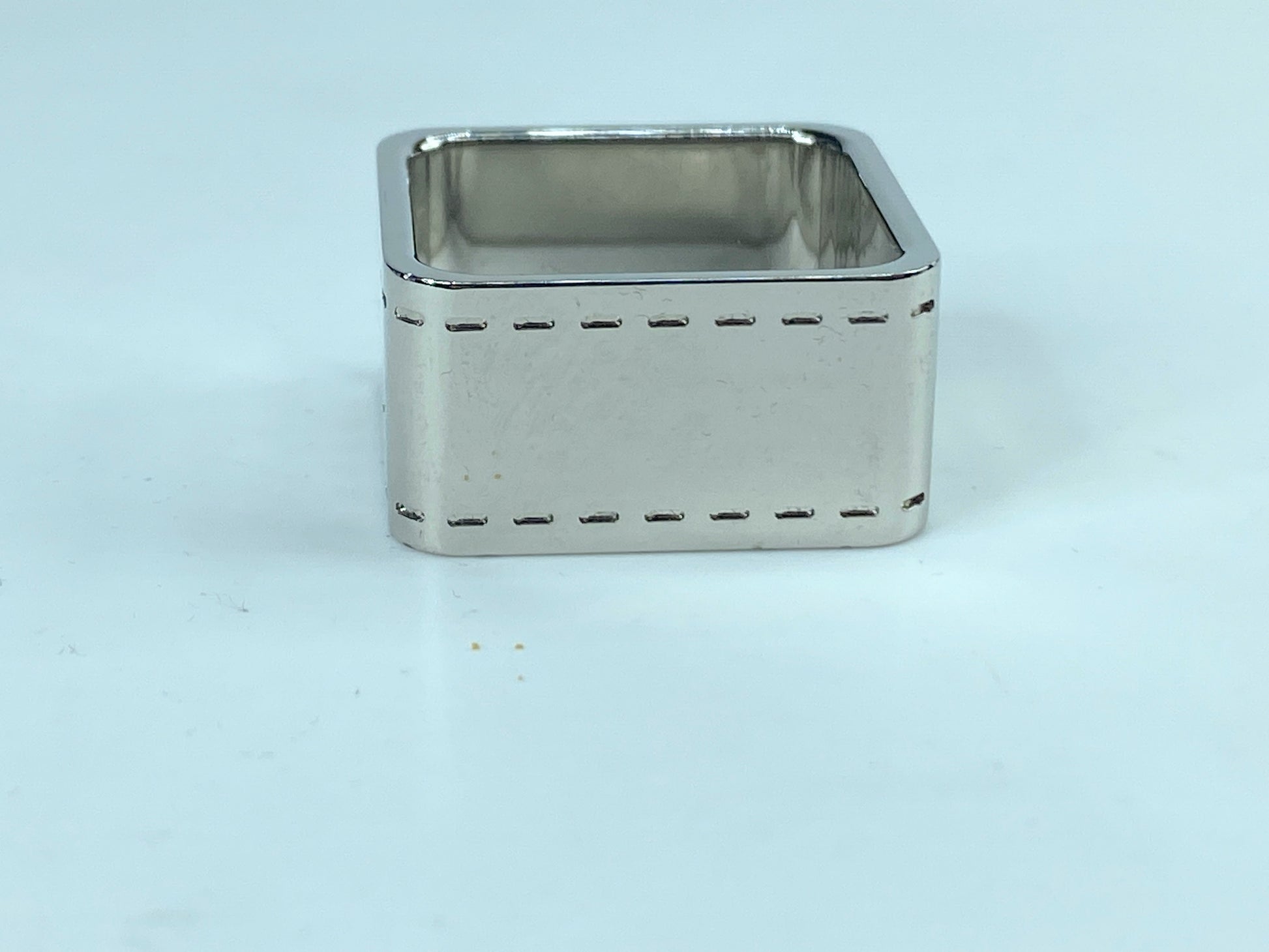 Italy Hermès Bolduc Carriage silver tone square Scarf Ring in pouch GS443