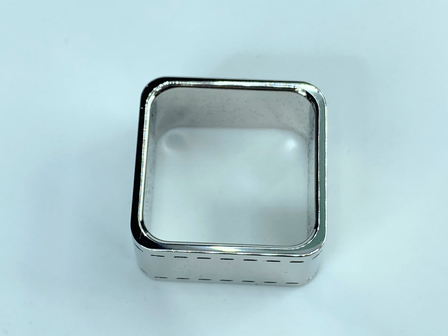 Italy Hermès Bolduc Carriage silver tone square Scarf Ring in pouch GS443