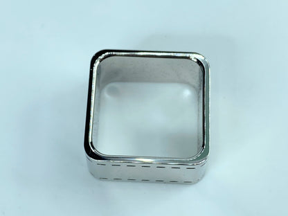Italy Hermès Bolduc Carriage silver tone square Scarf Ring in pouch GS443