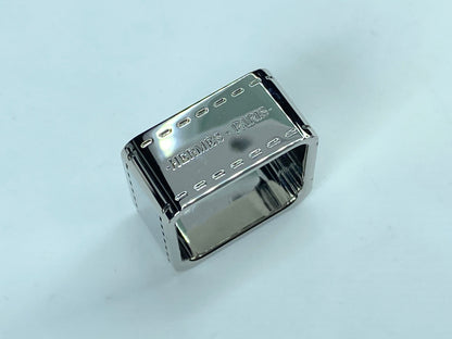 Italy Hermès Bolduc Carriage silver tone square Scarf Ring in pouch GS443