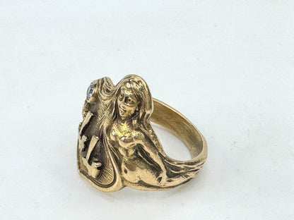 Custom 14K round brilliant Diamond Mermaid Alligator Wide Ring 9.0g s6.75 JR1802