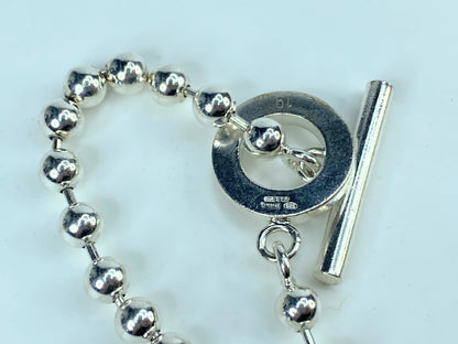 Gucci Sterling Silver Beaded Chain Circle Toggle clasp bracelet 7 3/4" 16g JR552