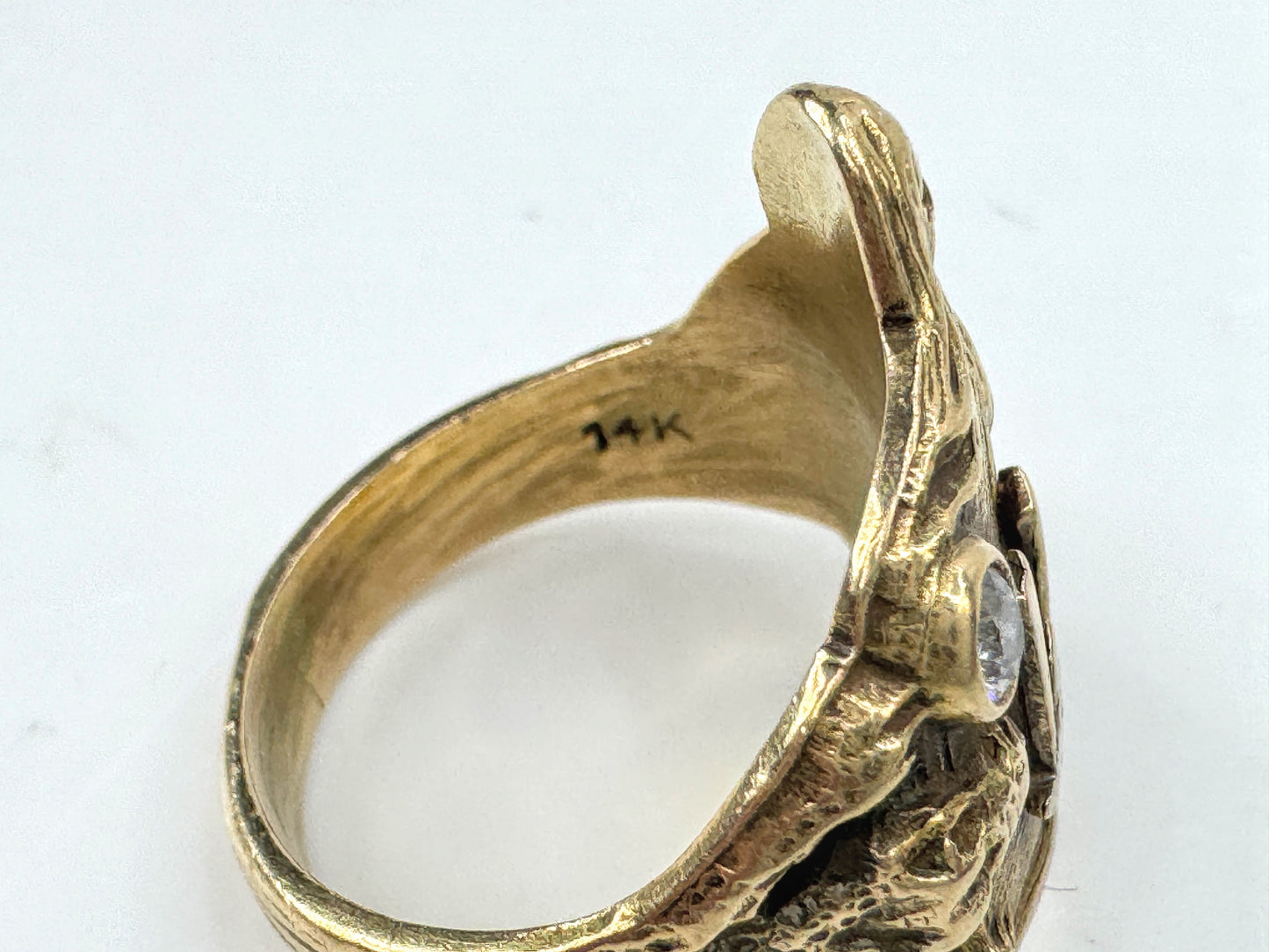 Custom 14K round brilliant Diamond Mermaid Alligator Wide Ring 9.0g s6.75 JR1802