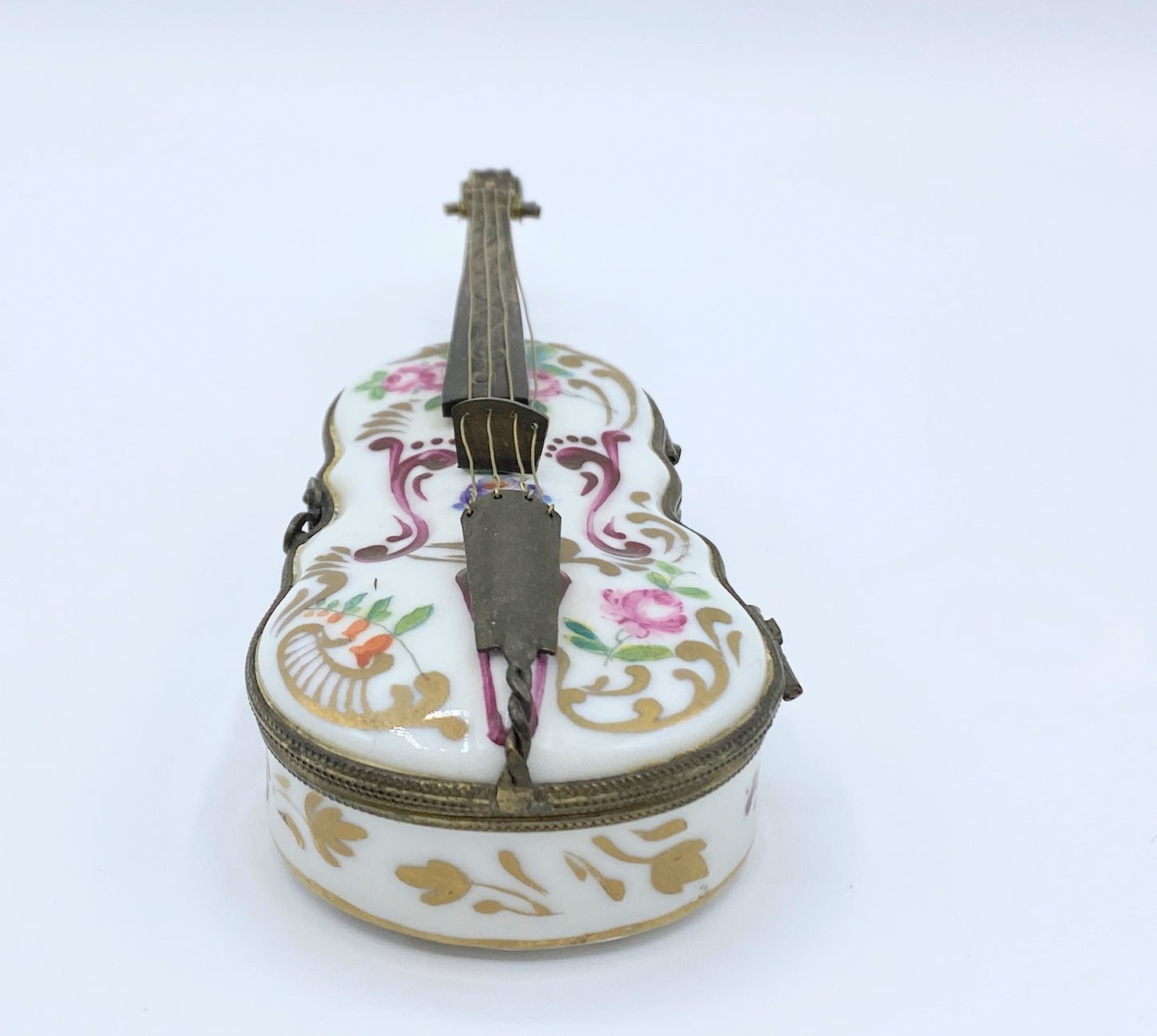 French Porcelain Cello Pill Box, 1910 6.5"x 2"  PB03