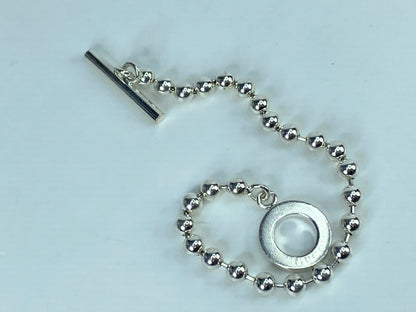 Gucci Sterling Silver Beaded Chain Circle Toggle clasp bracelet 7 3/4" 16g JR552