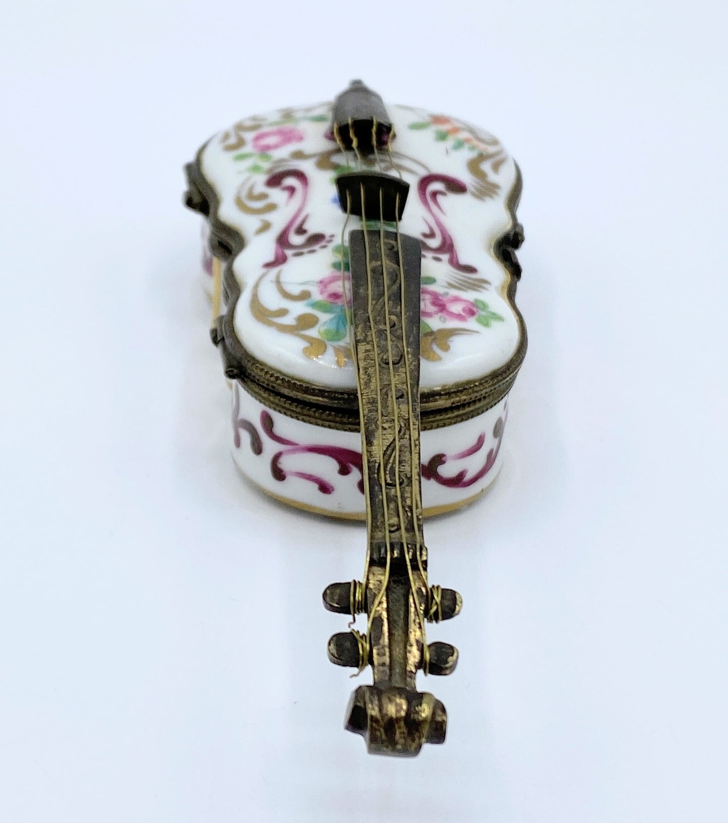 French Porcelain Cello Pill Box, 1910 6.5"x 2"  PB03