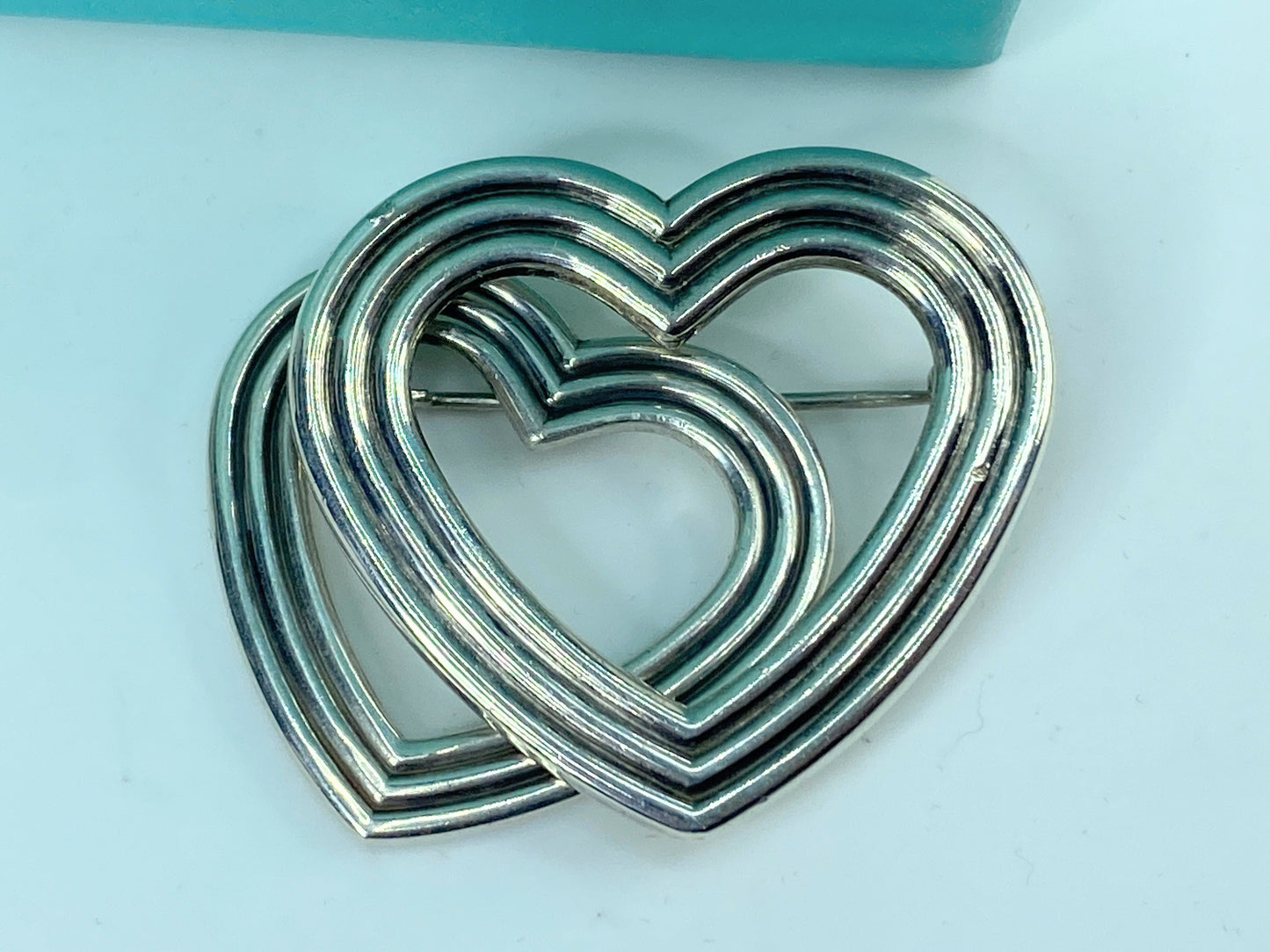 Rare Tiffany & Co Menard Hearts Brooch Pin Sterling Silver 19.6g 45mm JR553