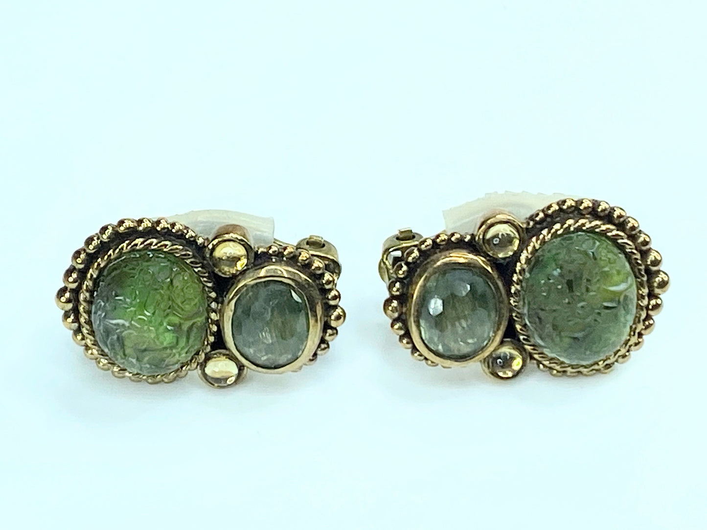 Stephen Dweck faceted gemstones Fluorite decorated bead clip on earrings GS106