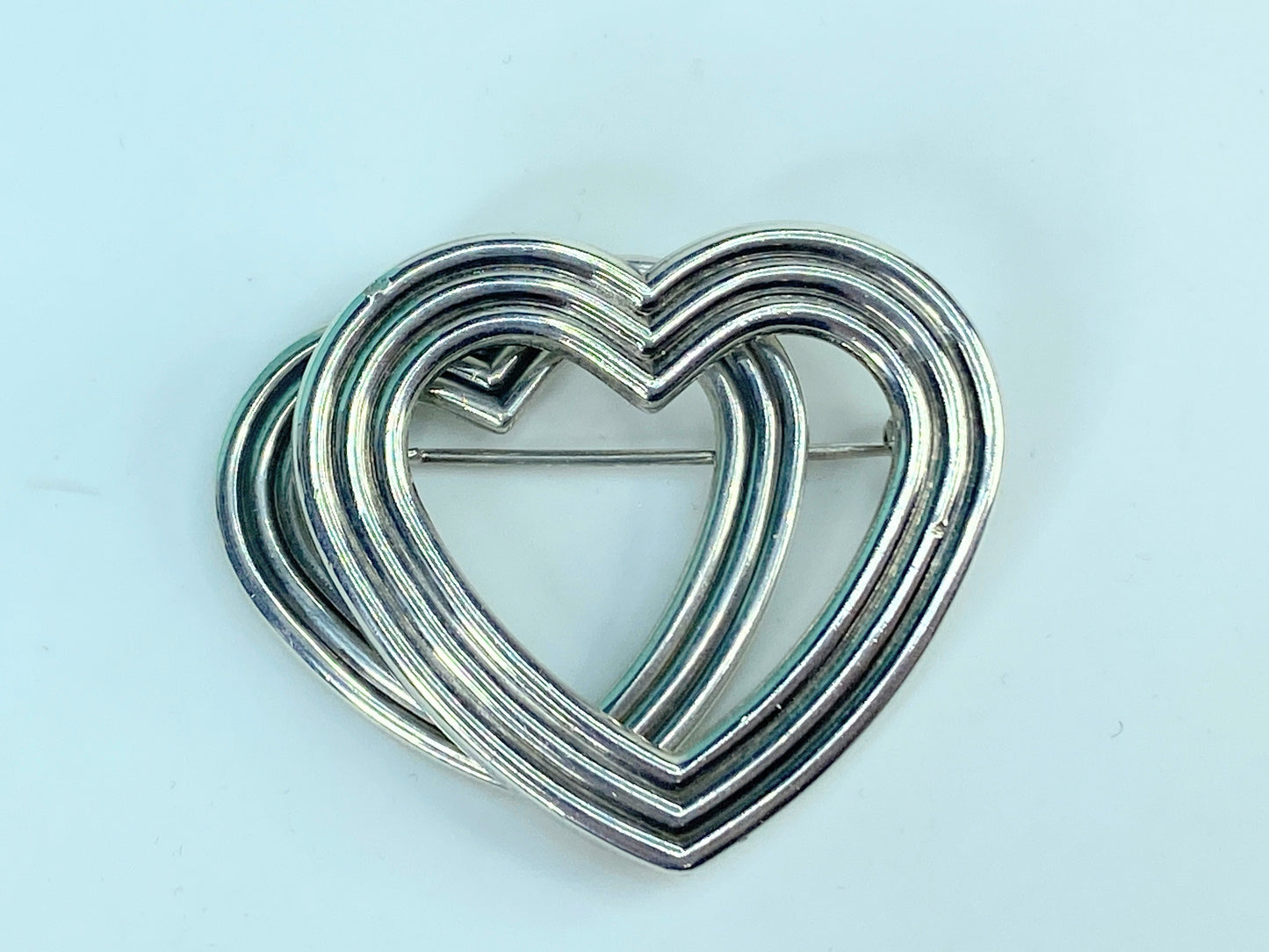 Rare Tiffany & Co Menard Hearts Brooch Pin Sterling Silver 19.6g 45mm JR553