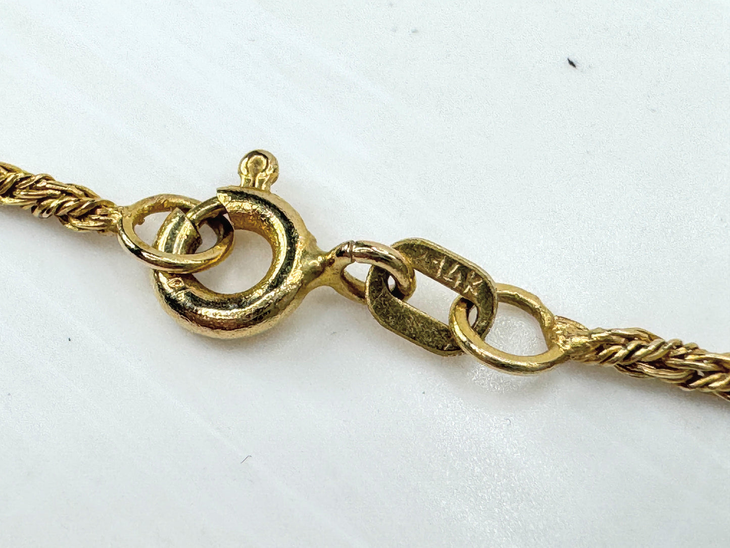 Vintage Italian 14K Yellow Gold 1.46mm Twist Rope Chain Necklace 3.8g 18" JR1805