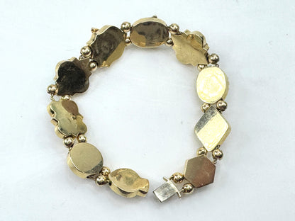 Victorian Revival 14K Gold Multi Gemstone Enamel Slide Bracelet  29g 7.0" JR1806