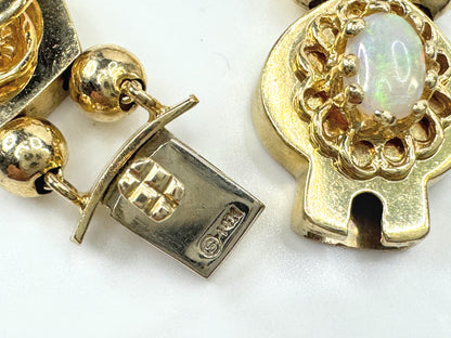 Victorian Revival 14K Gold Multi Gemstone Enamel Slide Bracelet  29g 7.0" JR1806