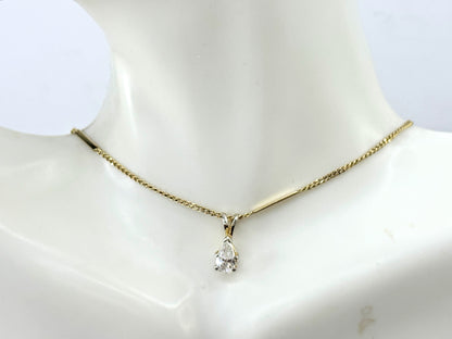 14K Yellow Gold 0.7ct Pear natural Diamond Bar Chain Necklace 3.9g 16 1/4"JR1807