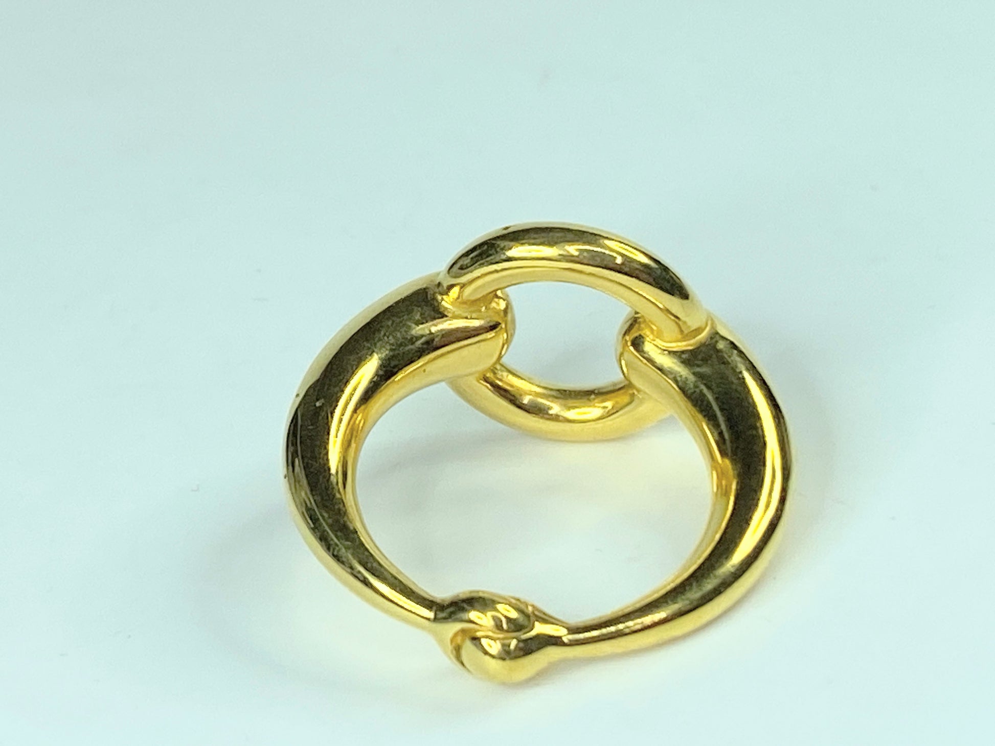 Hermes Scarf Ring Mo Horsebit Scarf Ring Gold Tone Made in France GS446