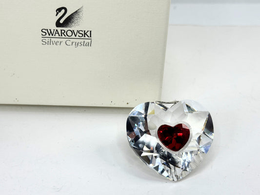 Red And Clear Crystal Christmas Heart Shaped Hanging Ornament in box S213