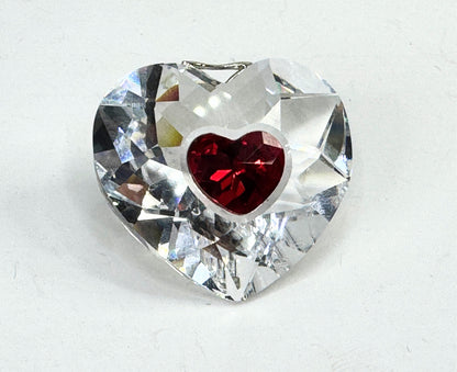 Red And Clear Crystal Christmas Heart Shaped Hanging Ornament in box S213