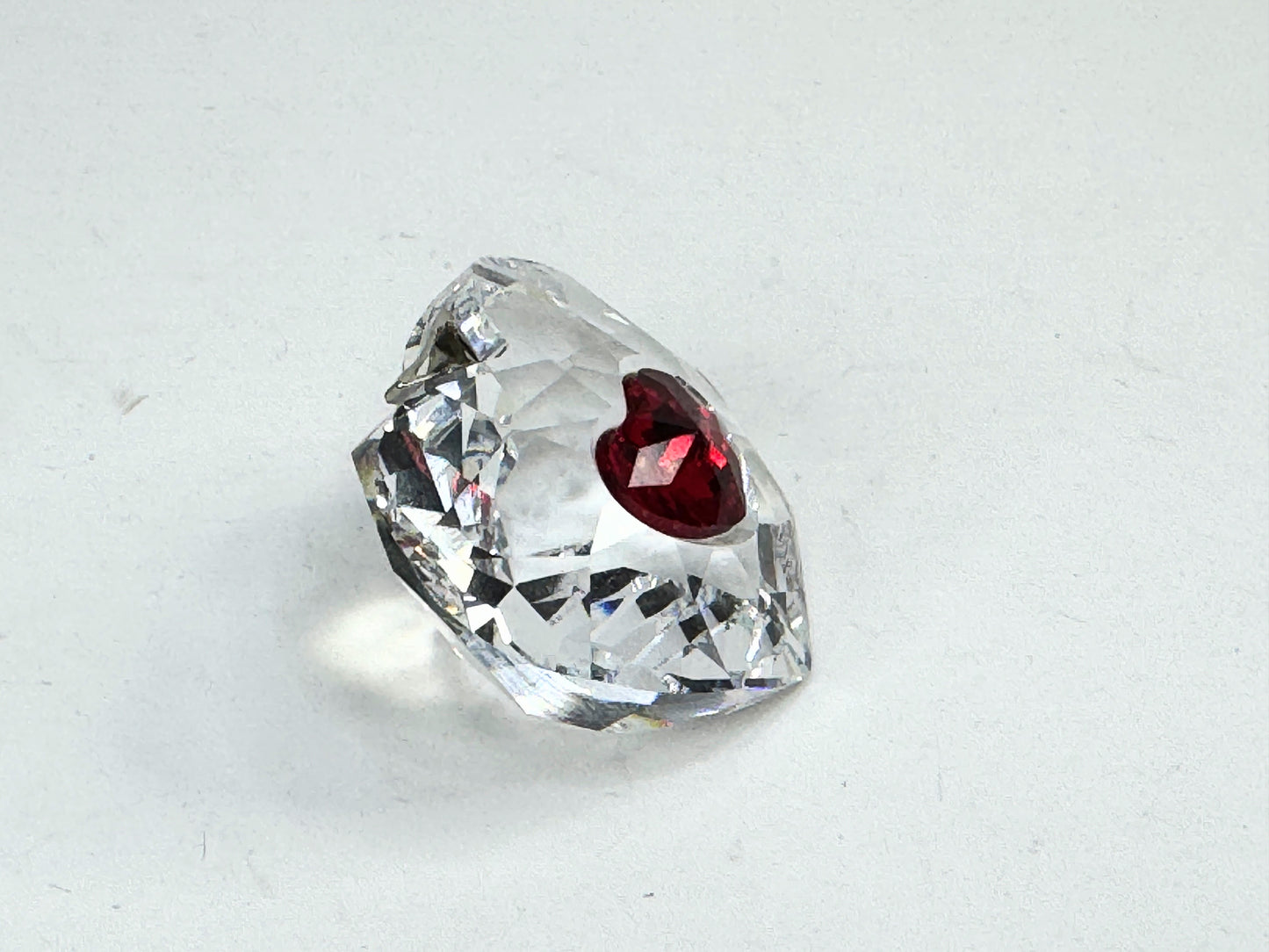 Red And Clear Crystal Christmas Heart Shaped Hanging Ornament in box S213