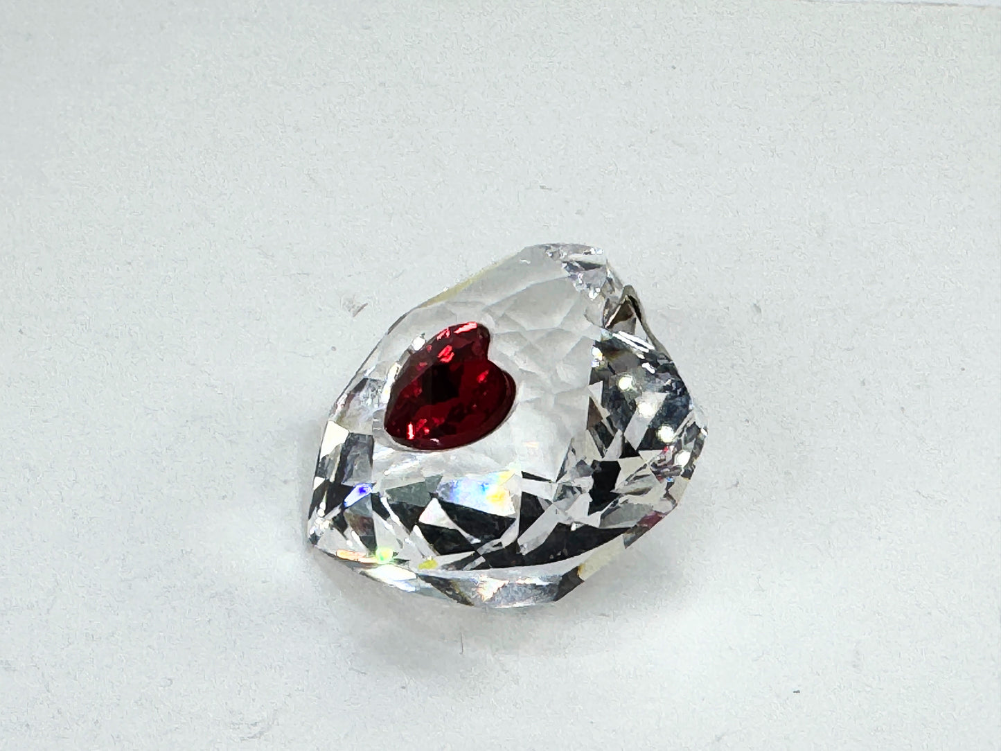 Red And Clear Crystal Christmas Heart Shaped Hanging Ornament in box S213