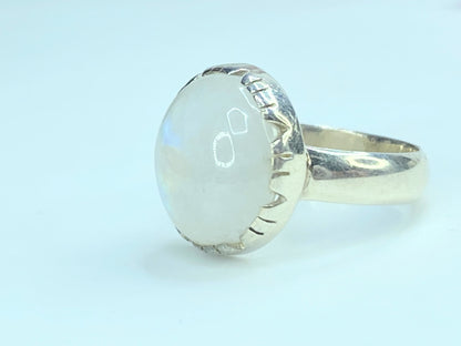 Rainbow Moonstone Ring - To the Moon Sterling silver 925 15.5mm s7.5 5.8g JR9837