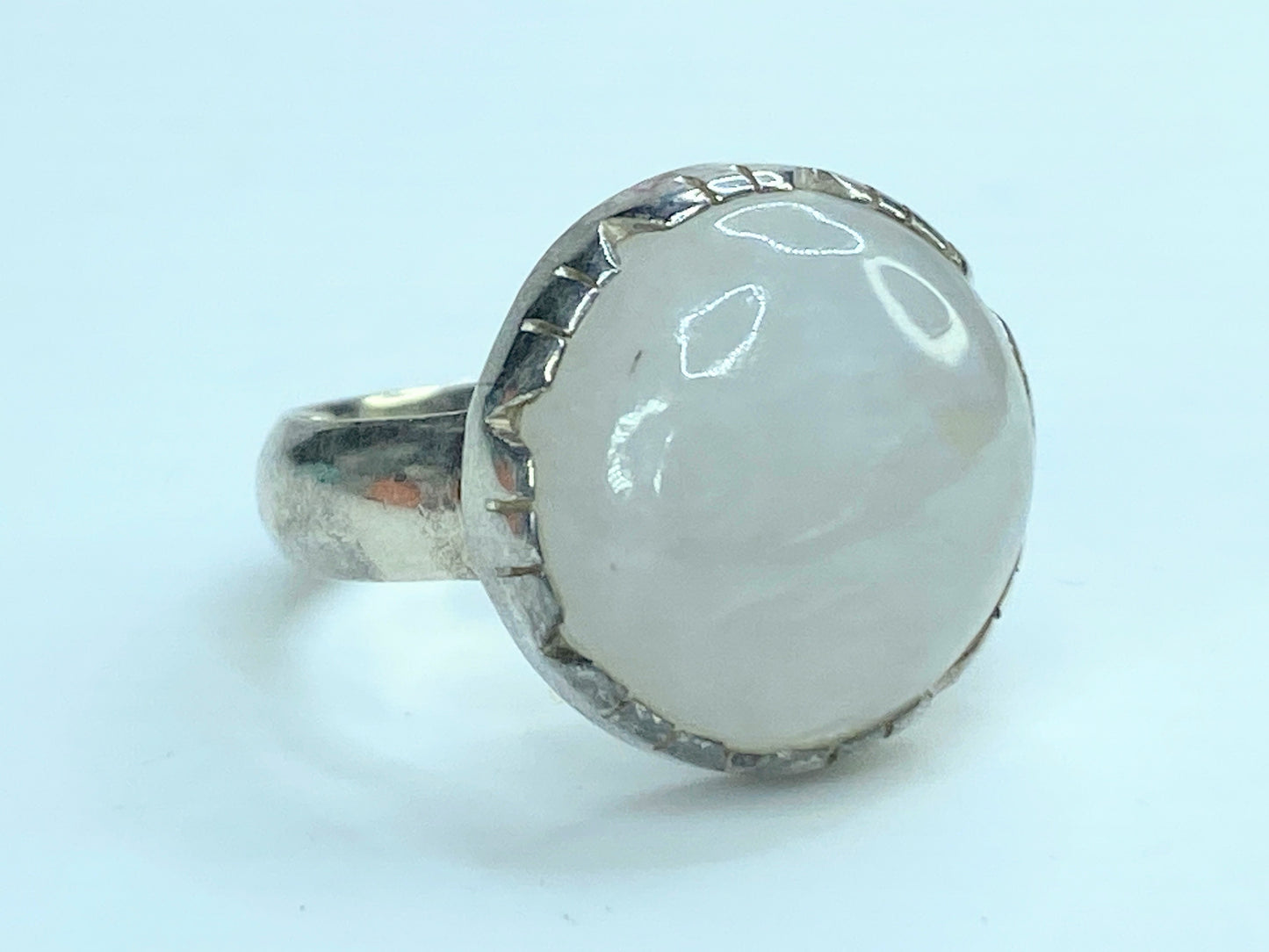 Rainbow Moonstone Ring - To the Moon Sterling silver 925 15.5mm s7.5 5.8g JR9837