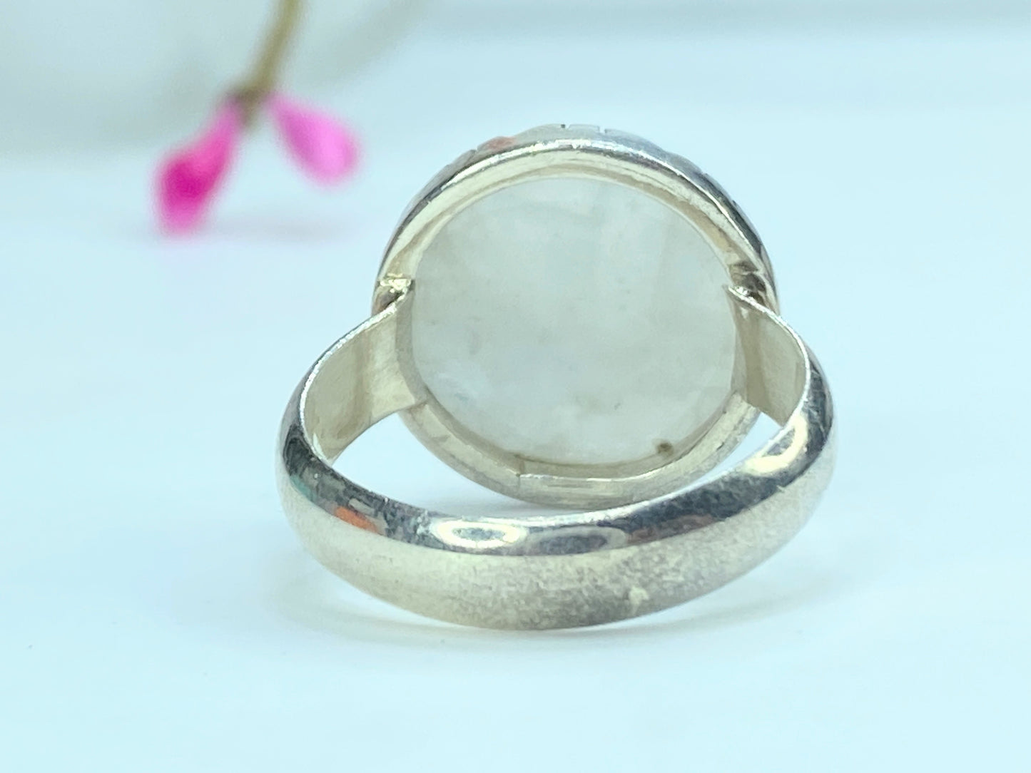 Rainbow Moonstone Ring - To the Moon Sterling silver 925 15.5mm s7.5 5.8g JR9837