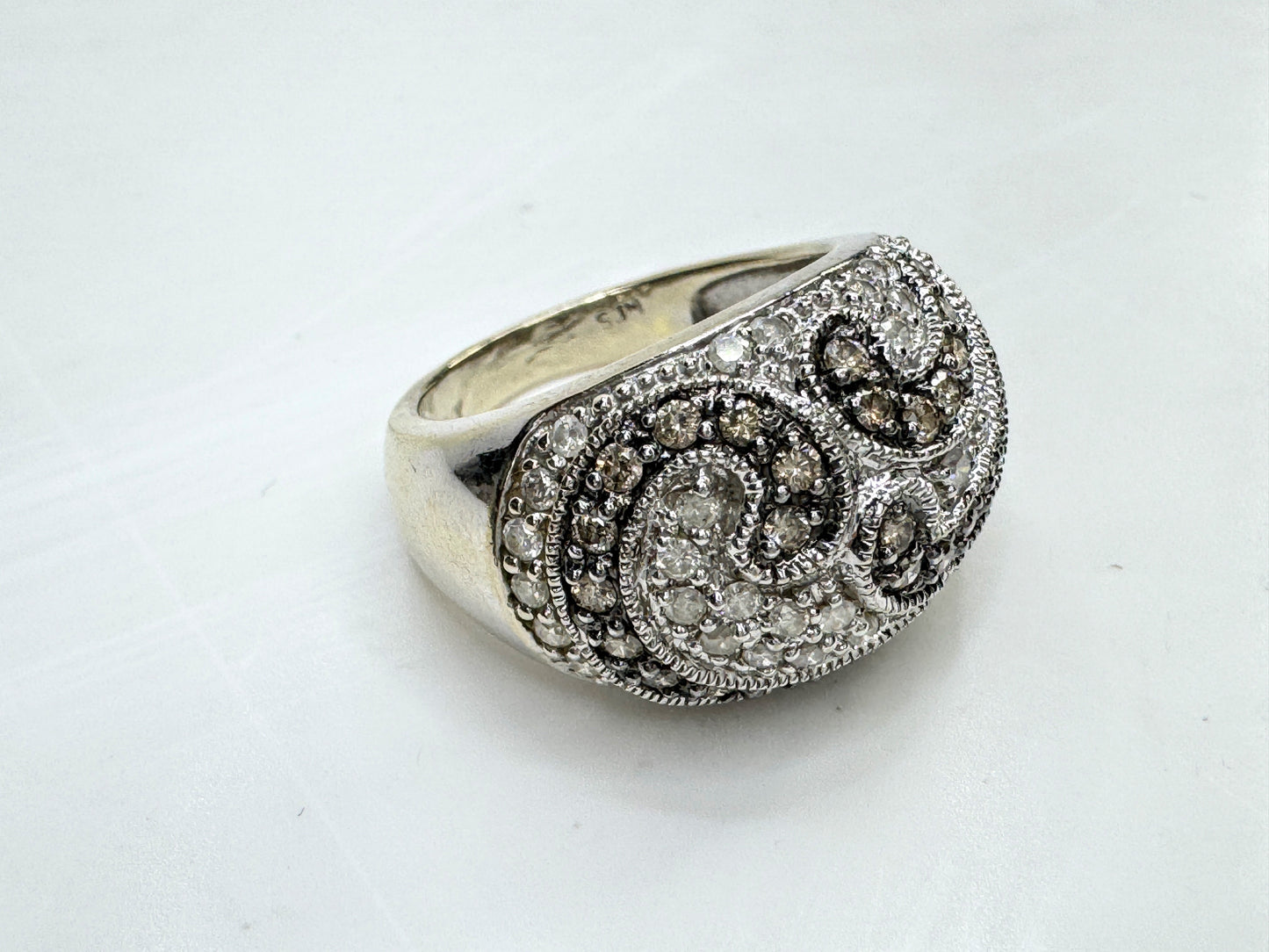 Vintage 14K Gold 0.67ct Diamond Pave Wave Dome Ring  8.7g s6.5 JR1811