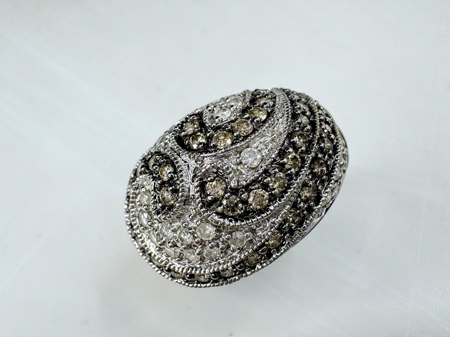 Vintage 14K Gold 0.67ct Diamond Pave Wave Dome Ring  8.7g s6.5 JR1811
