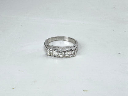 Vintage Platinum 1.00ct F/VS Asscher Diamond Band Ring s6 6.5g JR1812