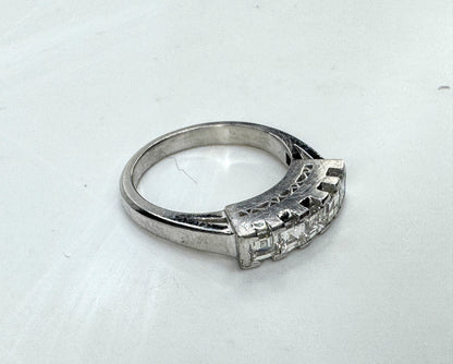 Vintage Platinum 1.00ct F/VS Asscher Diamond Band Ring s6 6.5g JR1812