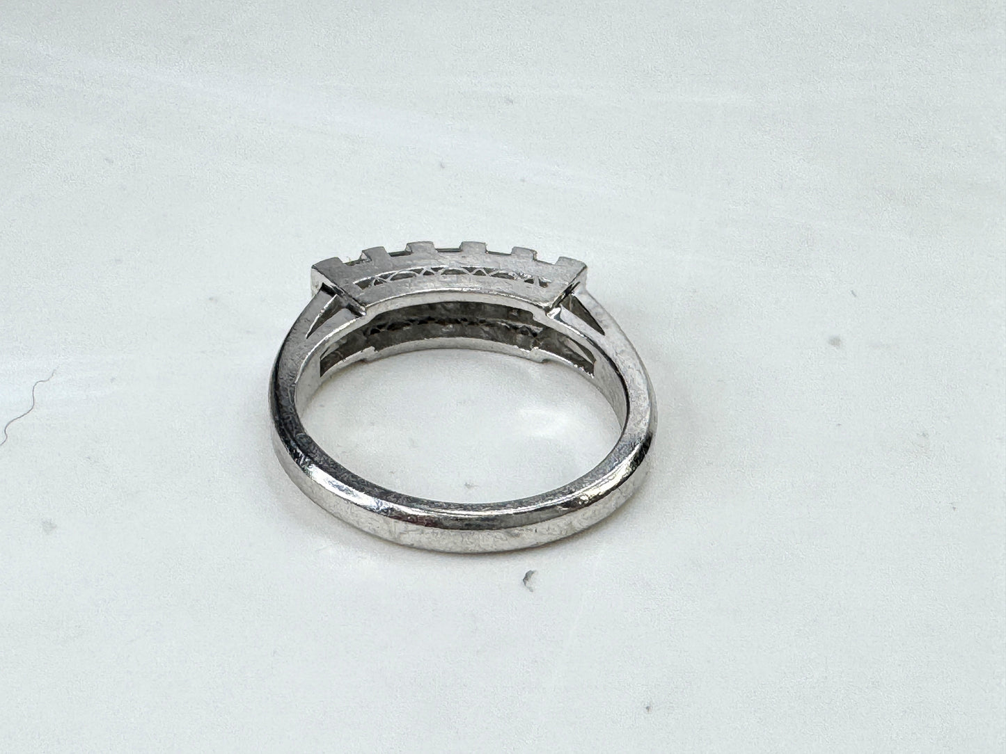Vintage Platinum 1.00ct F/VS Asscher Diamond Band Ring s6 6.5g JR1812