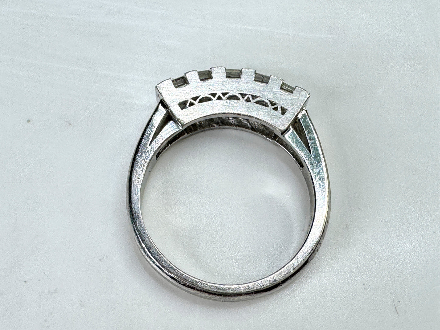 Vintage Platinum 1.00ct F/VS Asscher Diamond Band Ring s6 6.5g JR1812