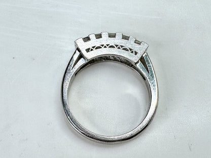 Vintage Platinum 1.00ct F/VS Asscher Diamond Band Ring s6 6.5g JR1812