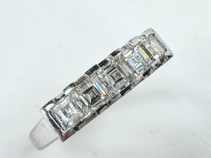Vintage Platinum 1.00ct F/VS Asscher Diamond Band Ring s6 6.5g JR1812